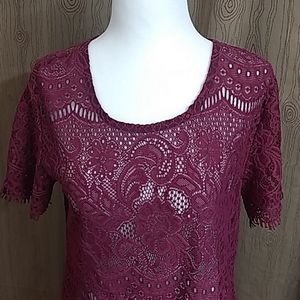 Plum / Wine Crocheted Lace Top